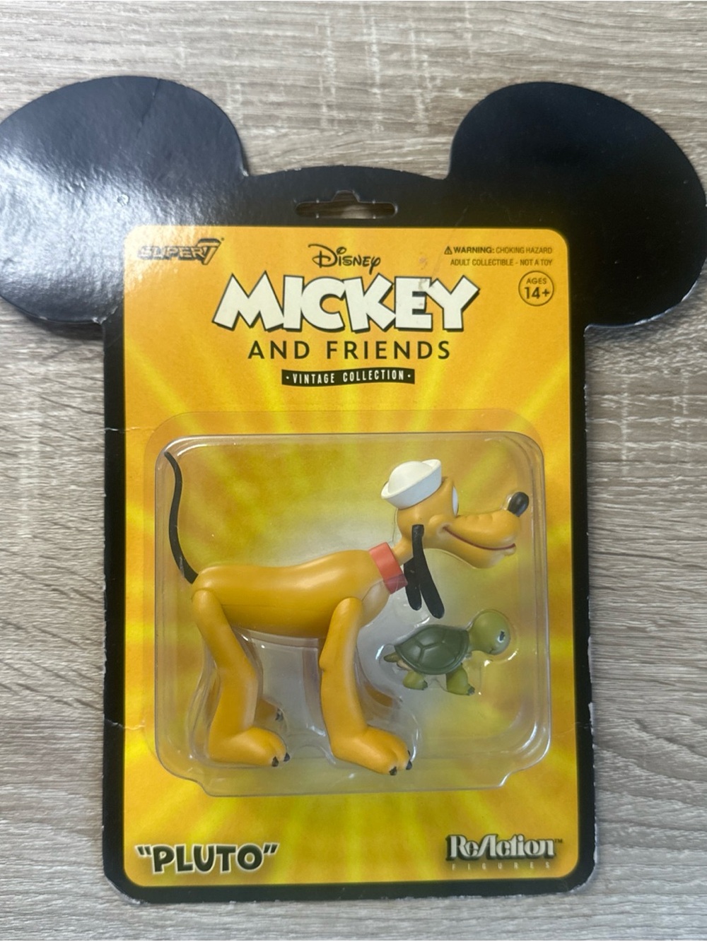 Disney Pluto Figure with Red Collar and White Sailor Hat - Yellow